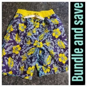 Swim Trunks Blue Yellow Size 6‎ Boys Hawaiian Print Cabana Beach A233
